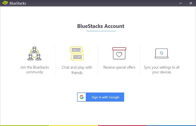 BlueStacks login page